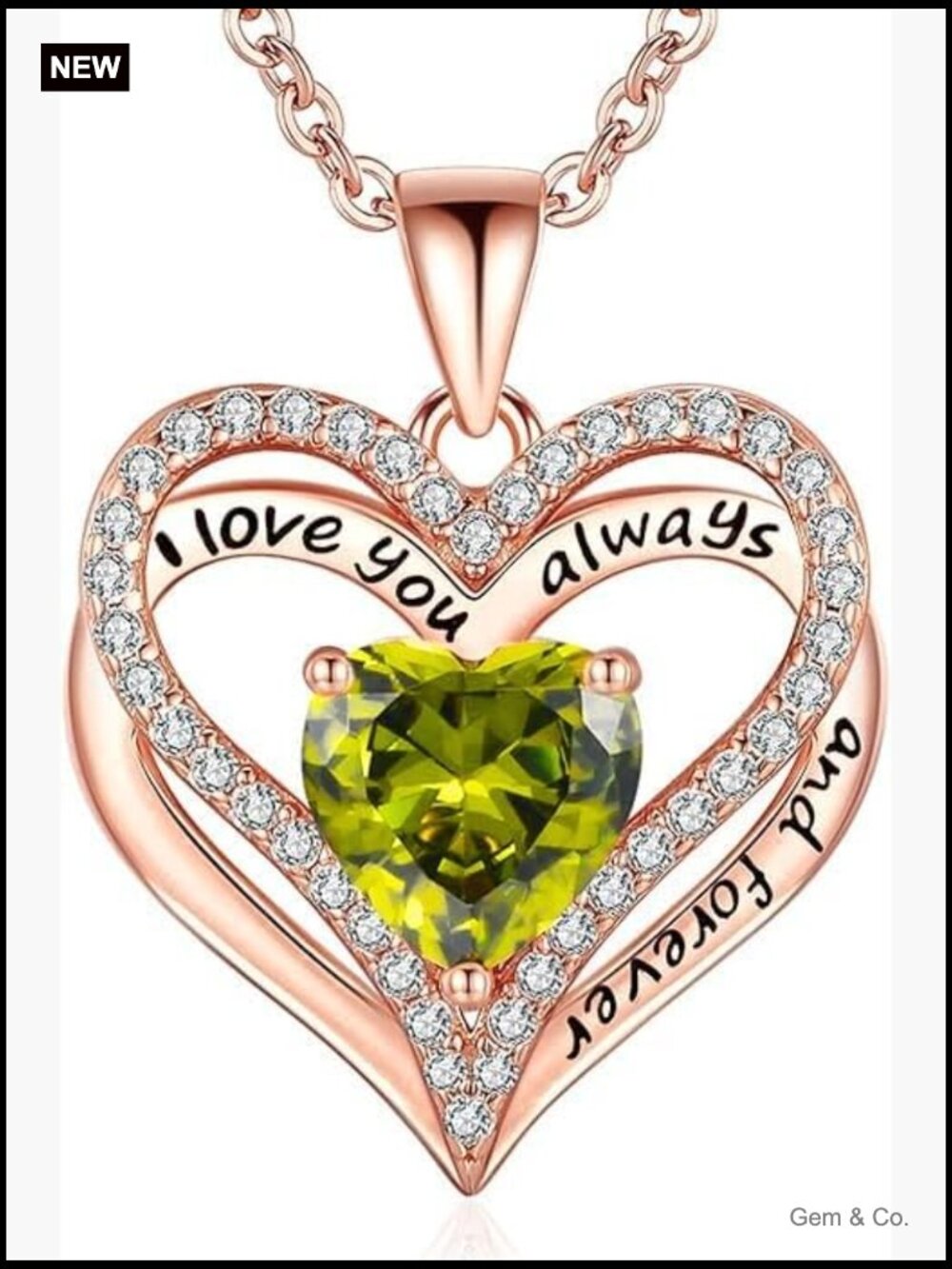 I Love You Always and Forever Heart Pendant Necklace S925 Sterling Silver